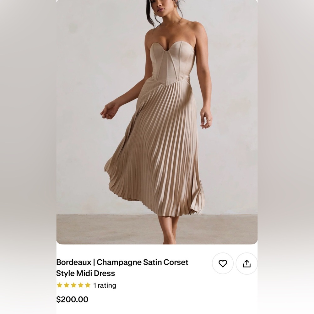 Club L London Champagne Strapless Midi Dress